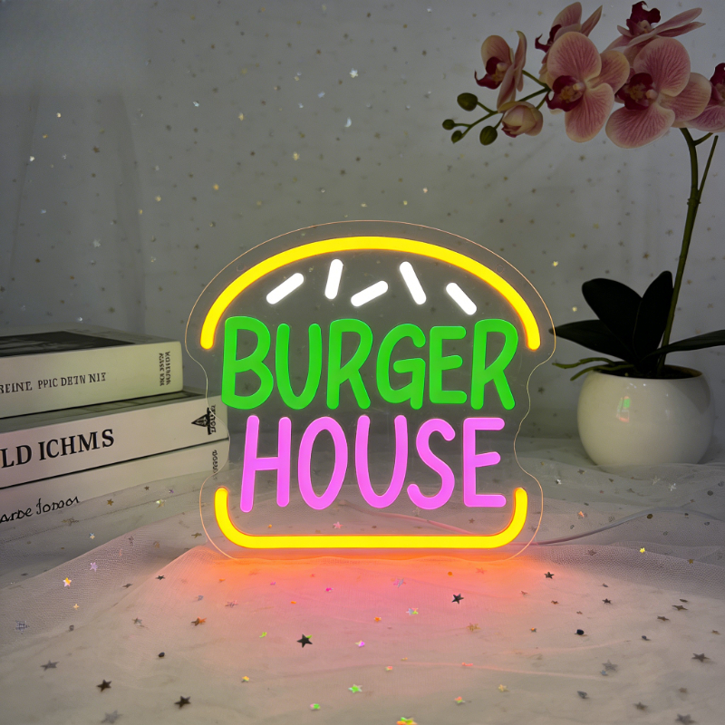 Commercial Kitchen Light - Cartoon Burger House Neon LED USB