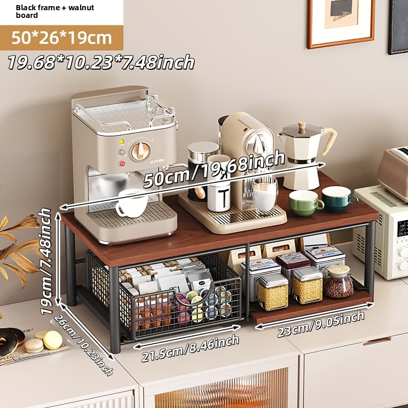 Commercial Kitchen Floor - Double-tier Kitchen Worktop Storage Rack; Wooden
