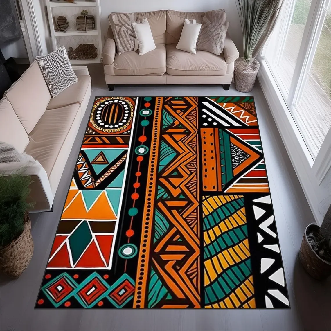 Commercial Kitchen Floor - African Savannah Area Rug Ethnic Safari