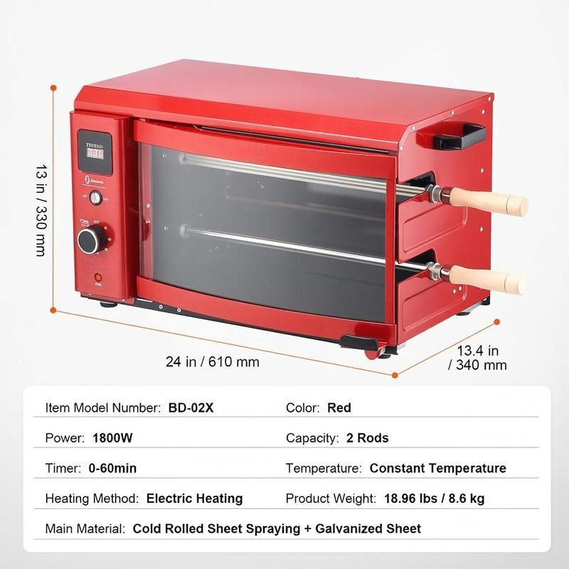 Automatic Meat Roaster 21.2x19 - Commercial Kitchen Broiler avaliação e preço