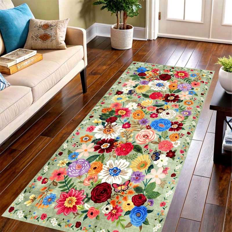 Light Green Mixed Wild Floral  - Commercial Kitchen Mats Anti Fatigue avaliação e preço