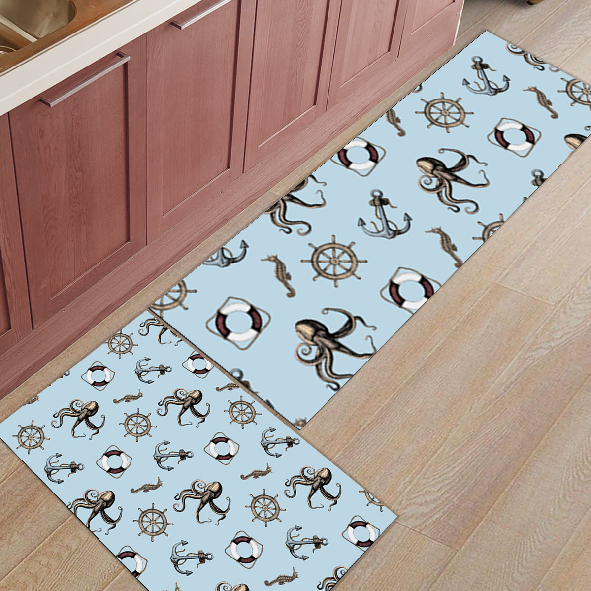 Dark Blue Stripes Anchor Carpe - Commercial Kitchen Floor avaliação e preço