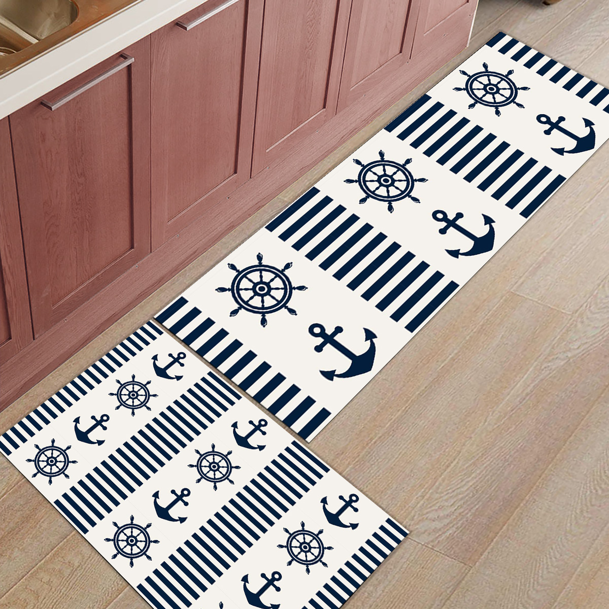 Dark Blue Stripes Anchor Carpe - Commercial Kitchen Floor avaliação e preço