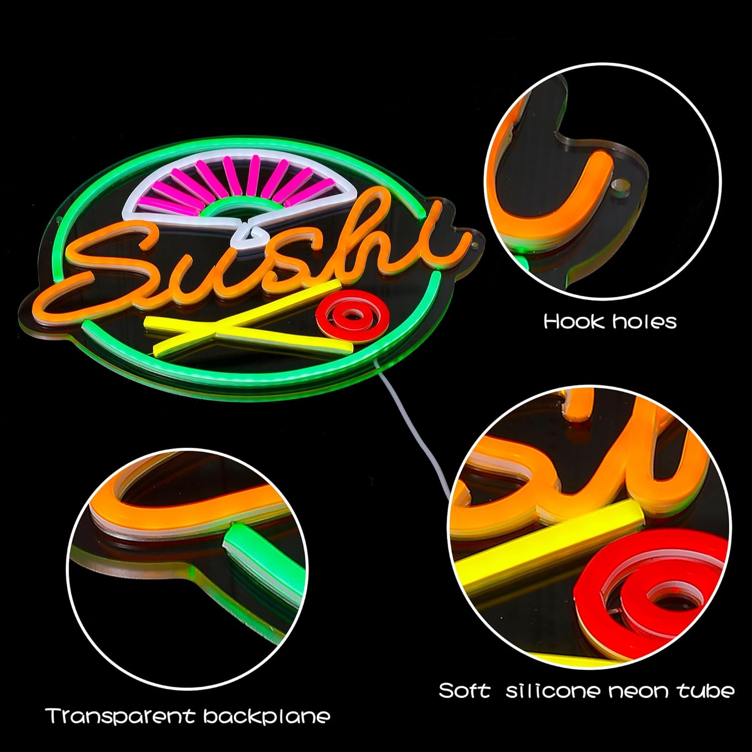Sushi Neon Sign for Wall Decor - Commercial Kitchen Light avaliação e preço