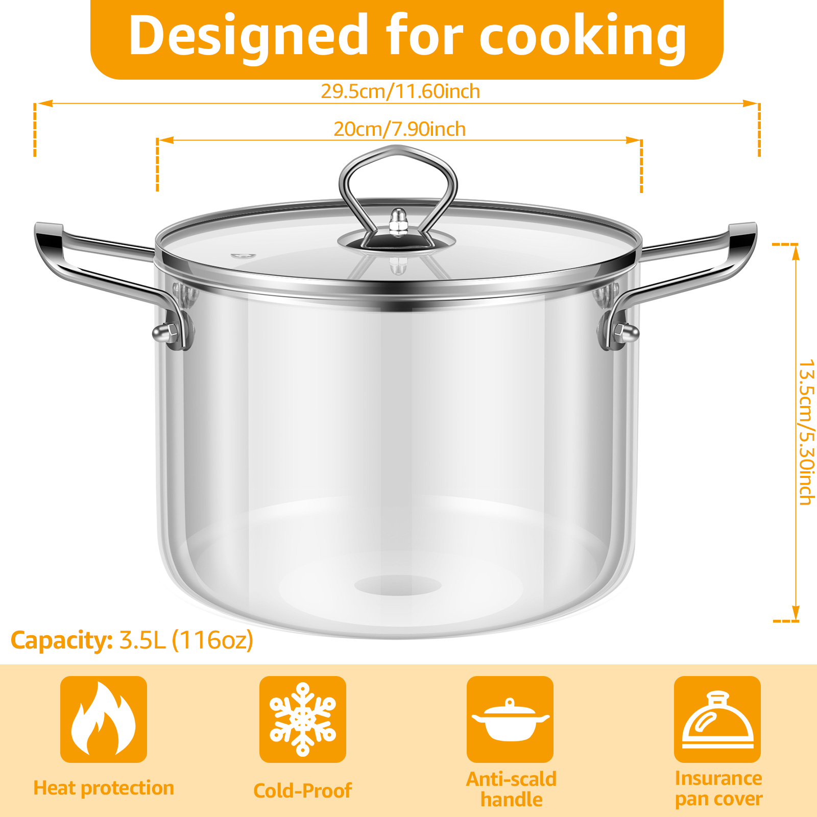 2.5L/3.5L Glass Cooking Pot wi - Soup Kettle Warmer avaliação e preço
