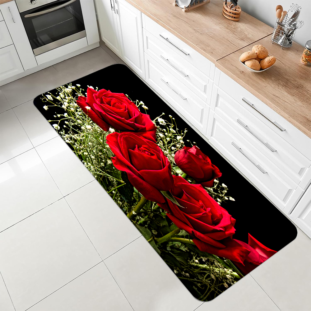 Luxury Red Rose Kitchen Runner - Commercial Kitchen Mats Anti Fatigue avaliação e preço