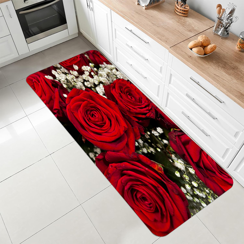Luxury Red Rose Kitchen Runner - Commercial Kitchen Mats Anti Fatigue avaliação e preço