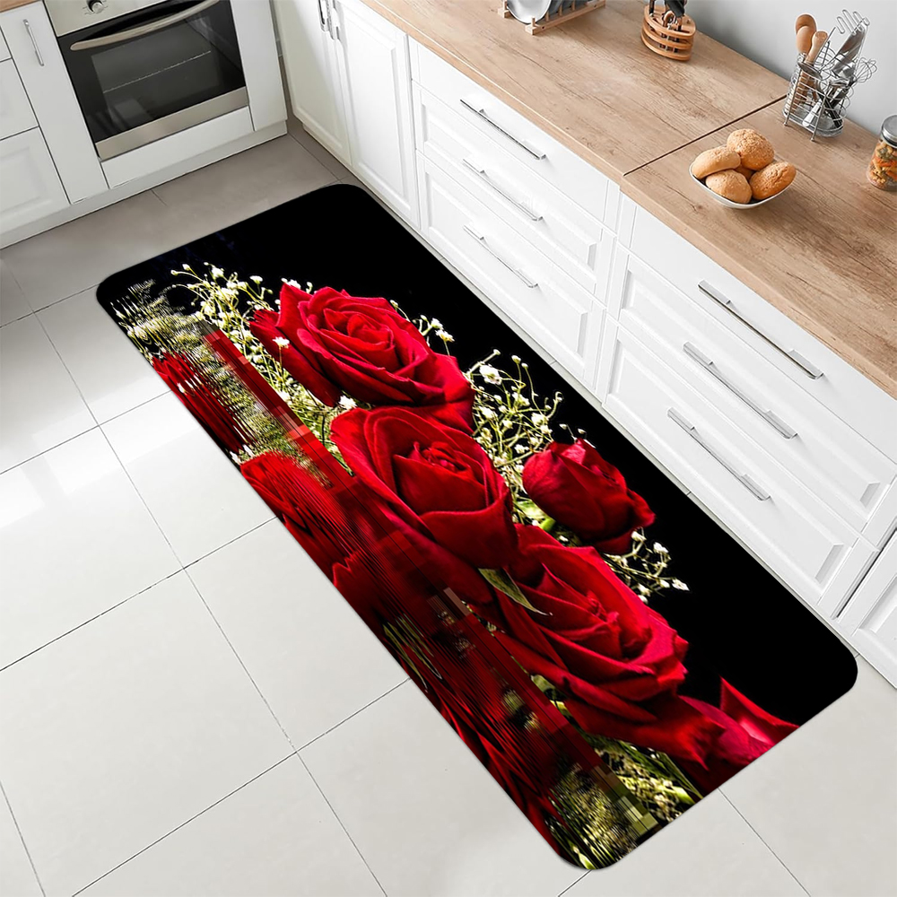 Luxury Red Rose Kitchen Runner - Commercial Kitchen Mats Anti Fatigue avaliação e preço