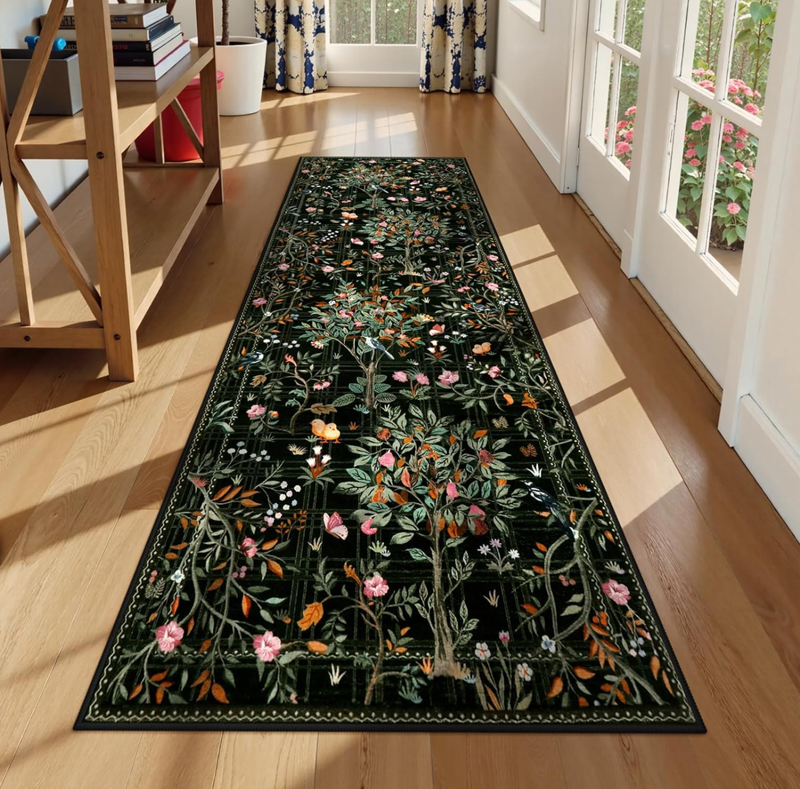 Elegant Dark Base Floral Long  - Commercial Kitchen Floor avaliação e preço