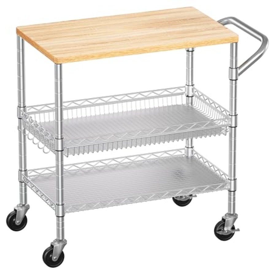 3 Tier Rolling Kitchen Carts w - Commercial Kitchen Light avaliação e preço