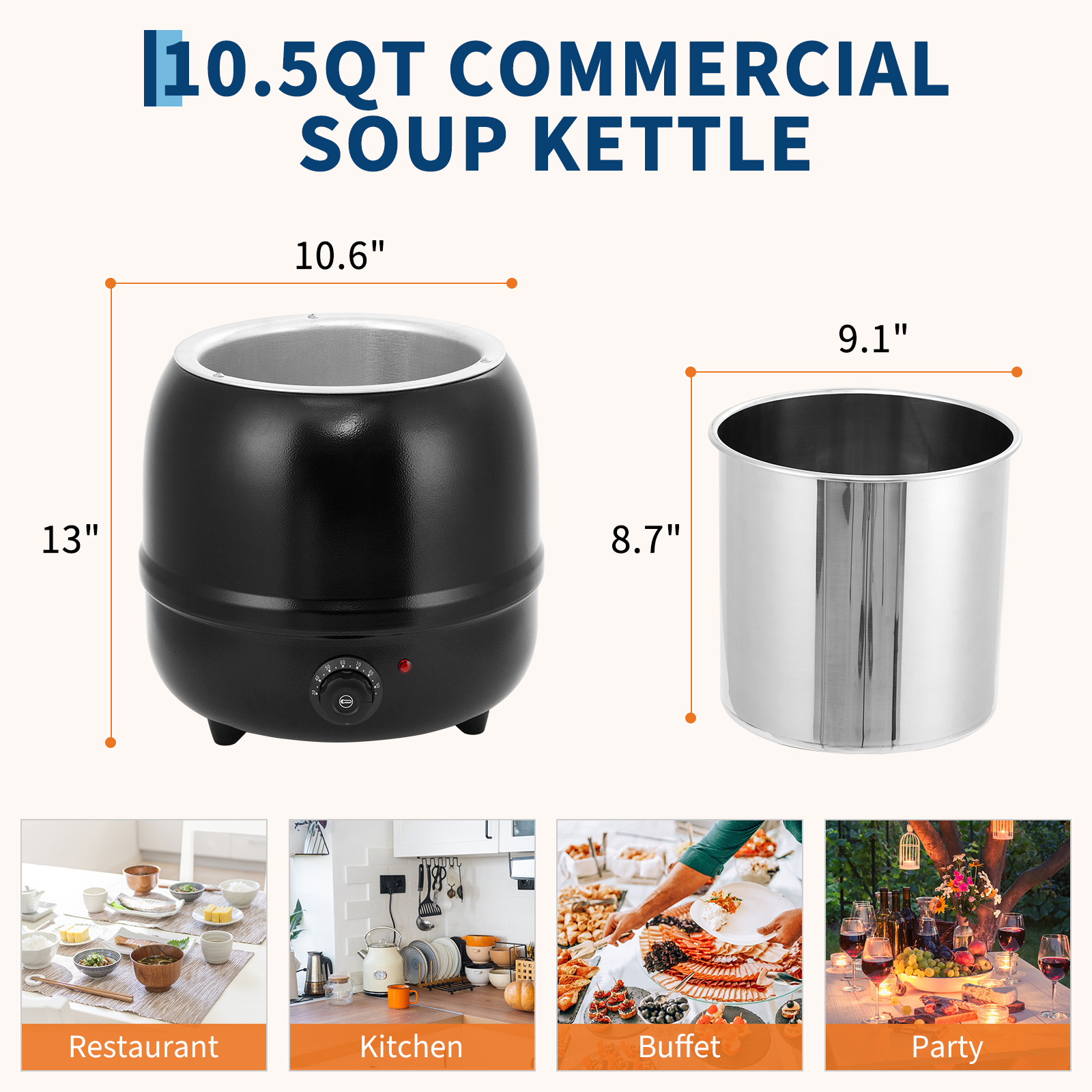 10.5 Quarts Commercial Soup Ke - Soup Kettle Warmer avaliação e preço