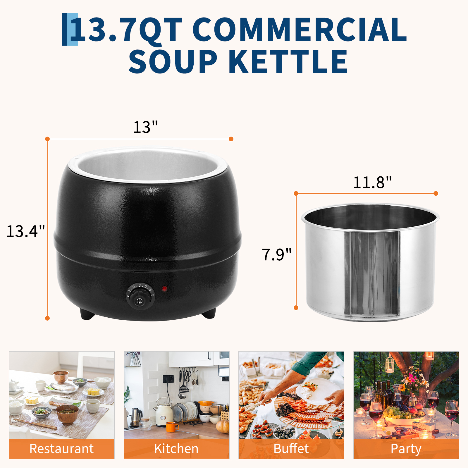 10.5 Quarts Commercial Soup Ke - Soup Kettle Warmer avaliação e preço