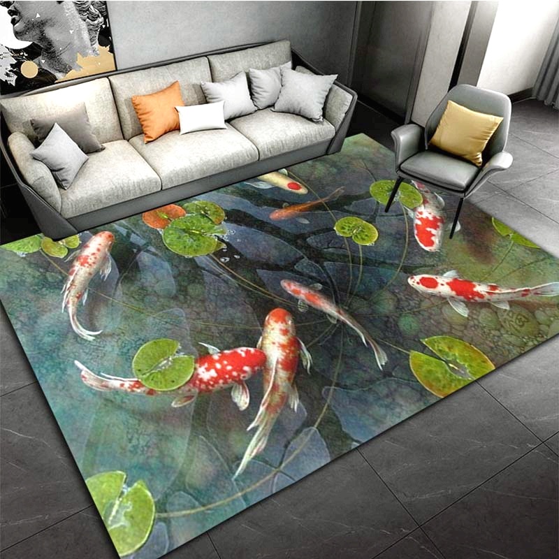 1pc 3D Koi Fish Rug - Non-Slip - Commercial Kitchen Mats Anti Fatigue avaliação e preço
