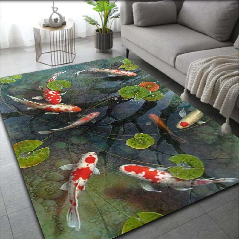 1pc 3D Koi Fish Rug - Non-Slip - Commercial Kitchen Mats Anti Fatigue avaliação e preço