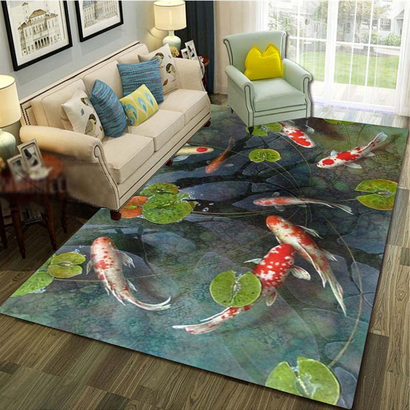 1pc 3D Koi Fish Rug - Non-Slip - Commercial Kitchen Mats Anti Fatigue avaliação e preço