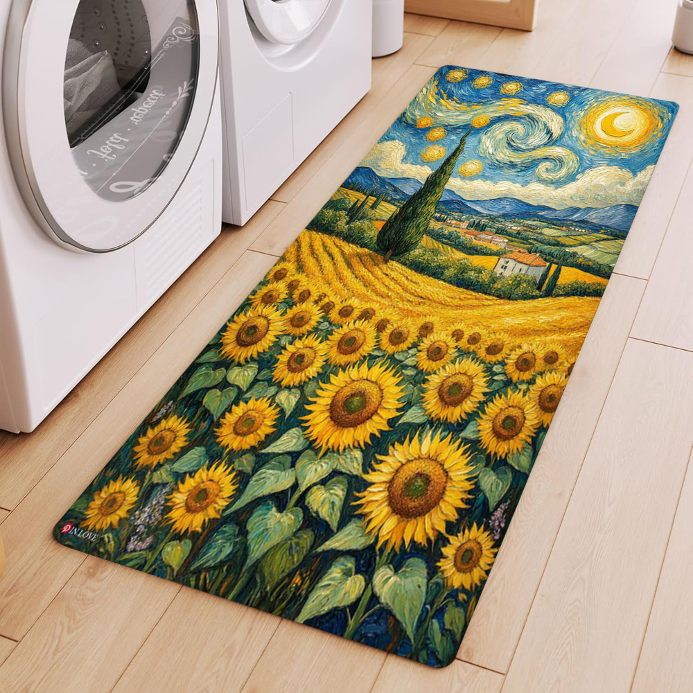 Van Gogh Style Sunflower Oil P - Commercial Kitchen Mats Anti Fatigue avaliação e preço